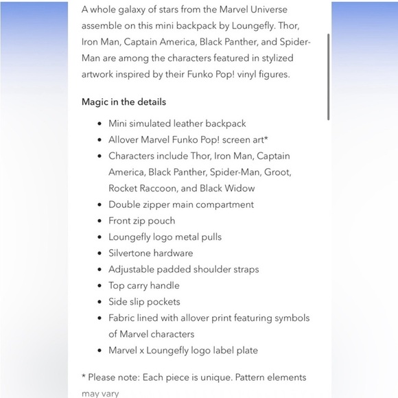 [Loungefly] NWT Marvel Chibi Characters Backpack - Picture 2 of 2